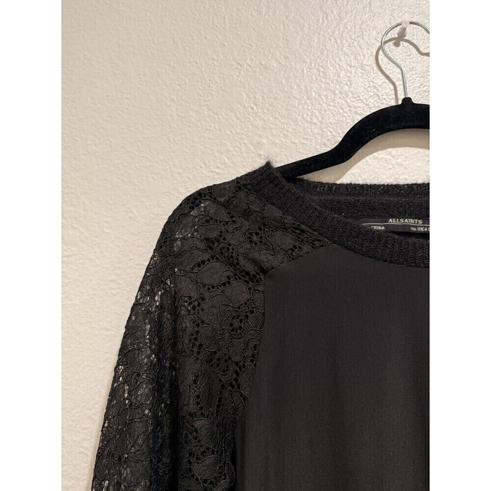 AllSaints Sweater Dress or Long Tunic Wook Silk Lace Combo  Us2 - Picture 3 of 5